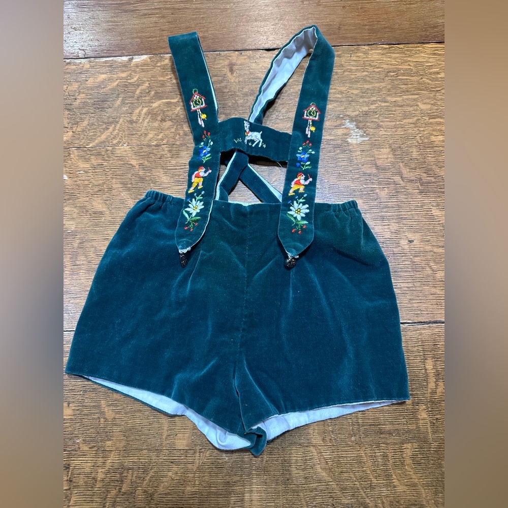 Vintage green velvet lederhosen approx sz 12 months made in‎ Switzerland